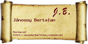 Jánossy Bertalan névjegykártya