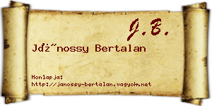 Jánossy Bertalan névjegykártya